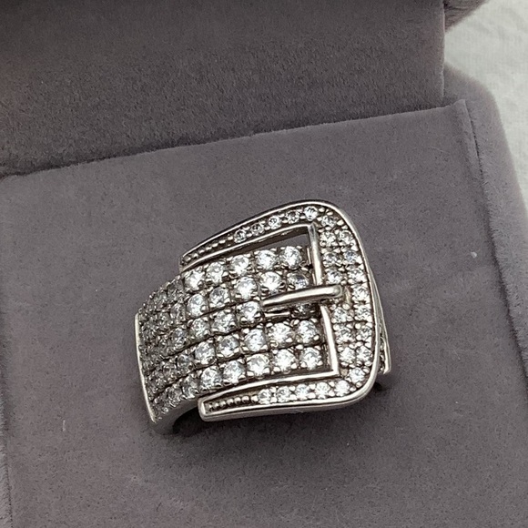 925 Sterling Silver Jewelry - Fidelity and Protection Sterling Silver Buckle Ring